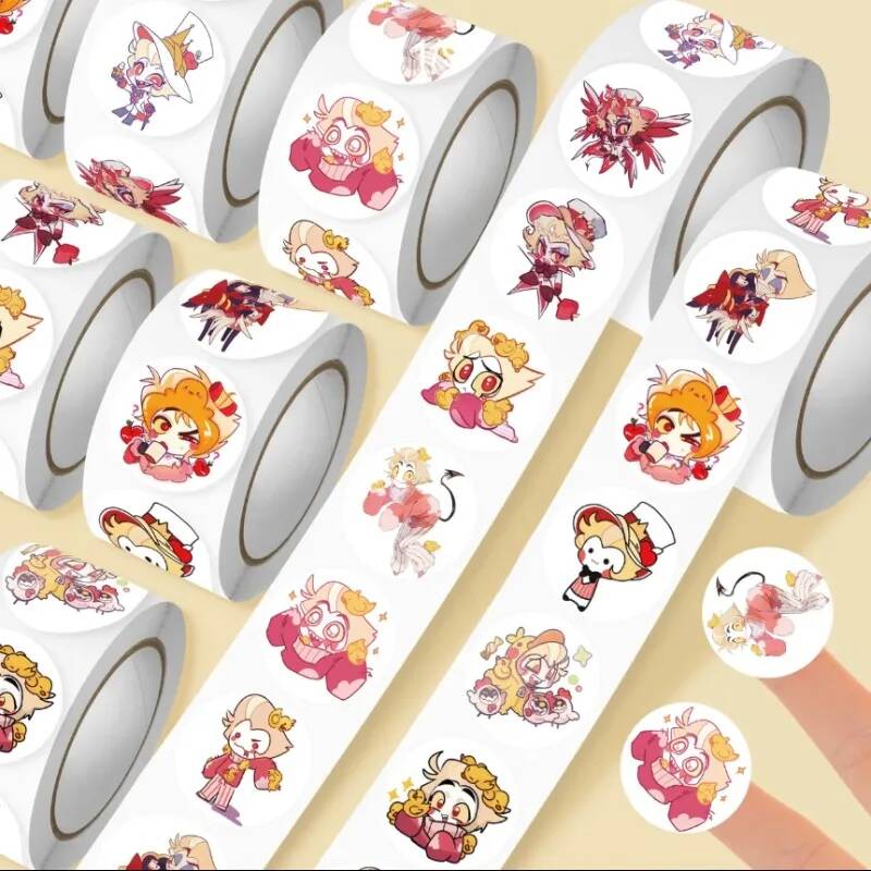 Laptop Accessory - 500Pc/Roll Cartoon Sticker Circle Kids Stickers