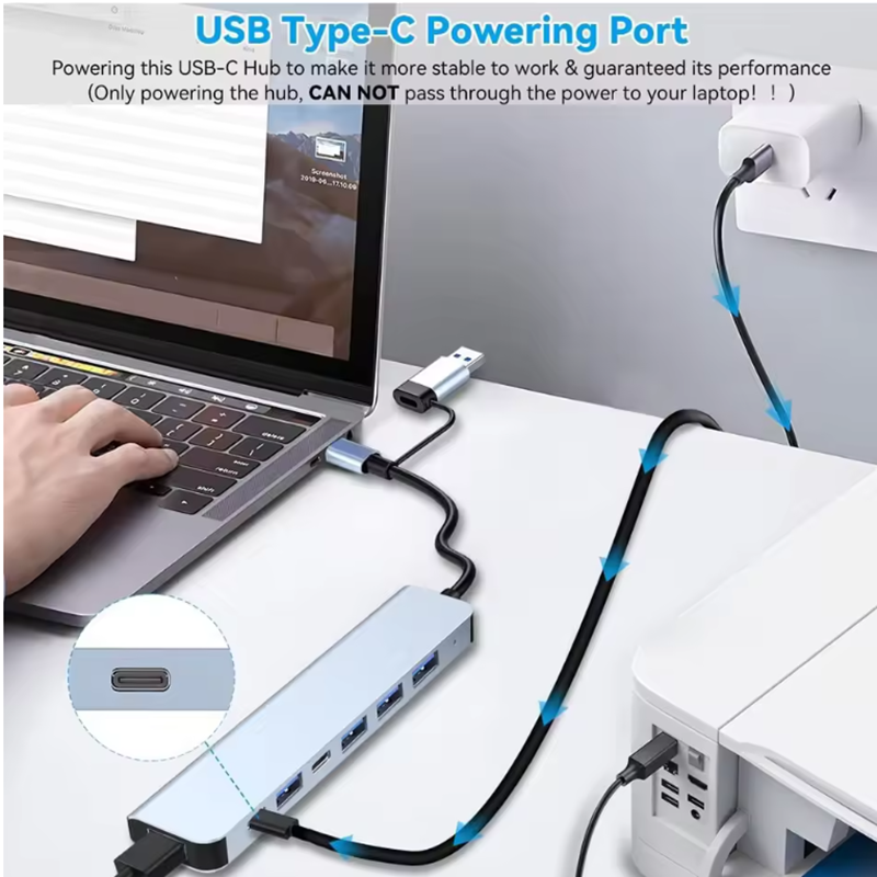 7 Ports USB A C Hub Concentrat - đánh giá và giá Laptop Accessories Hub