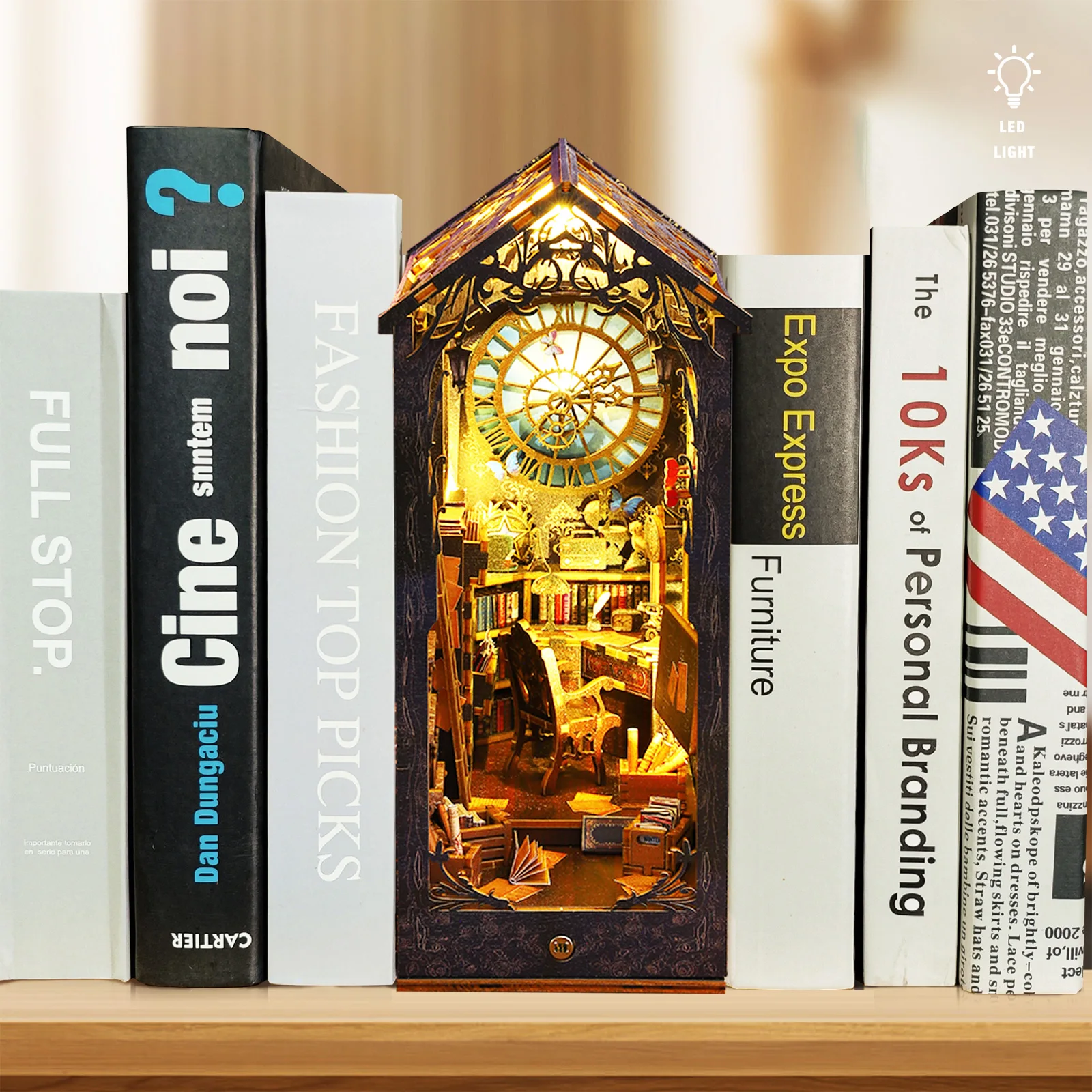 DIY Book Nook Kit 3D Wooden Pu - đánh giá và giá Laptop Accessories Light
