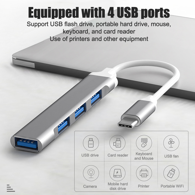 Mini 4-Port USB Type C Hub Ada - đánh giá và giá Laptop Accessories Hub